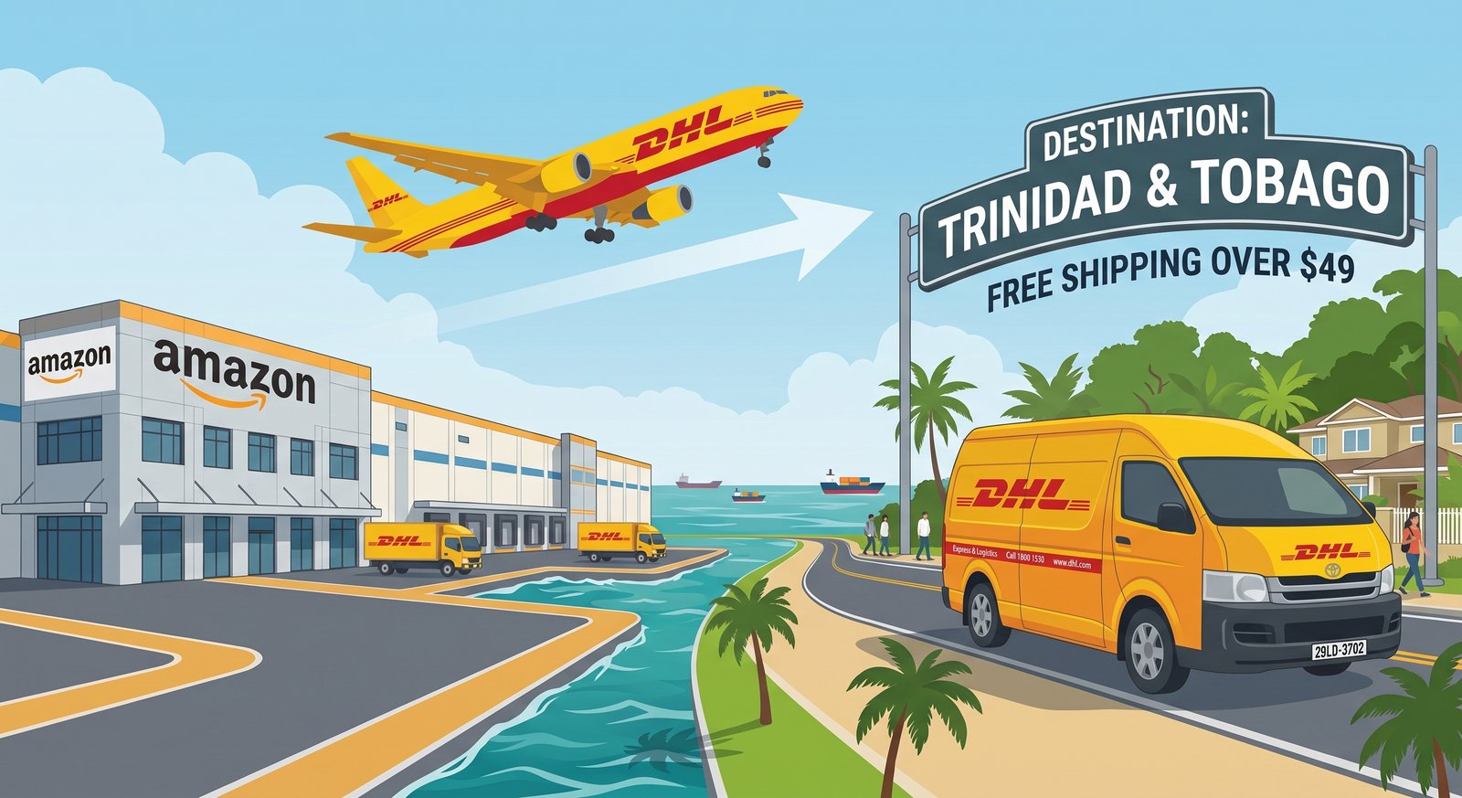 Amazon direct shipping and DHL delivery to Trinidad and Tobago