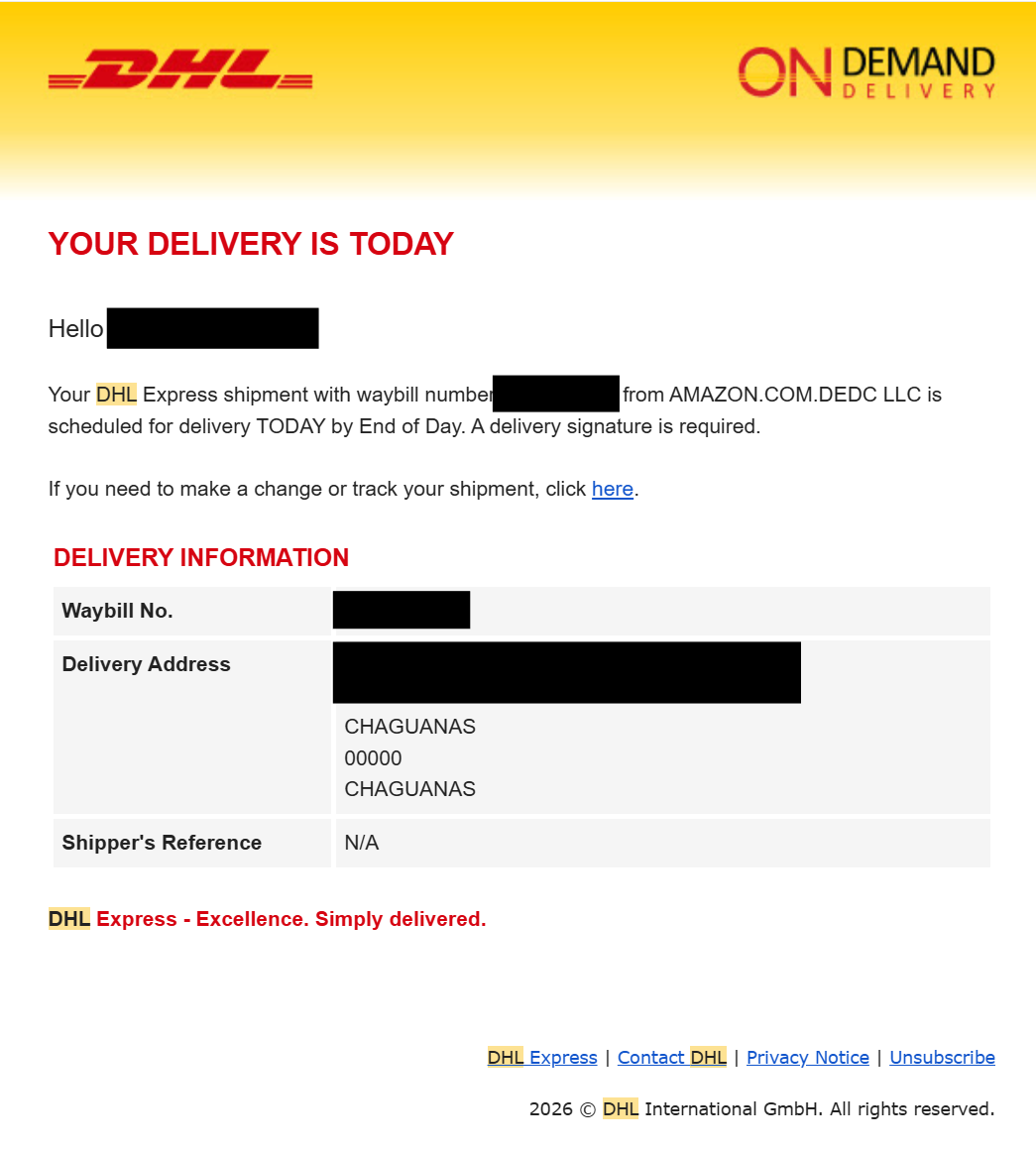 DHL doorstep delivery confirmation