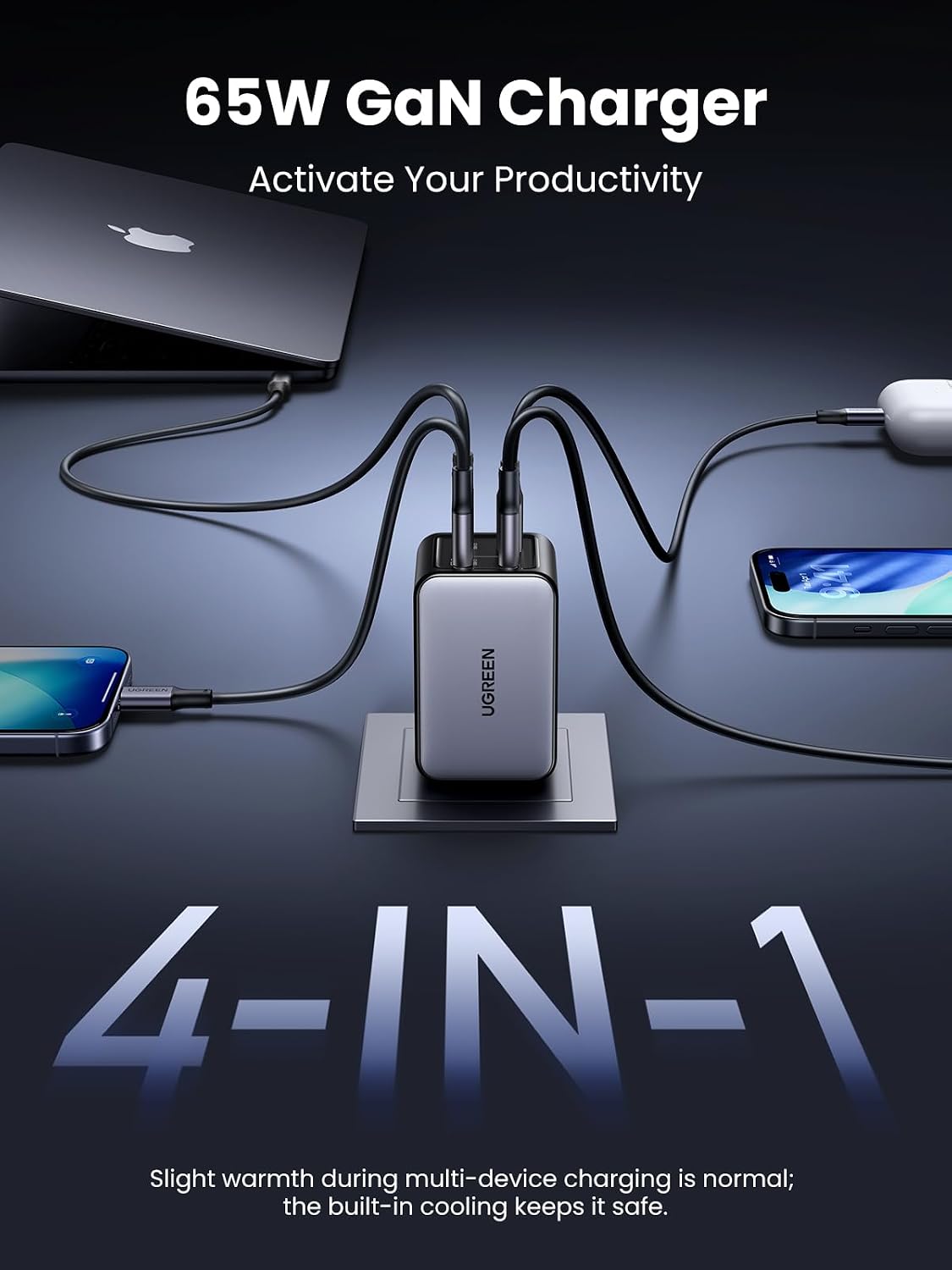 UGREEN Nexode 65W 3-Port GaN Wall Charger