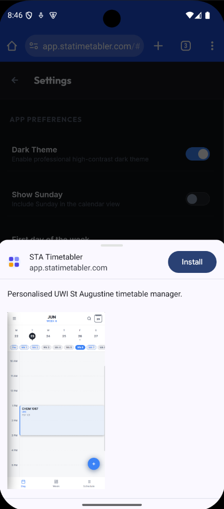 Add to homescreen interface